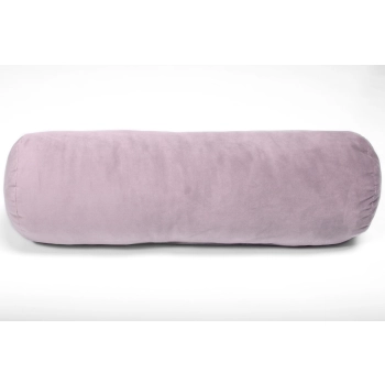 Welurowa poduszka wałek z guzikiem 50 cm - pudrowy róż