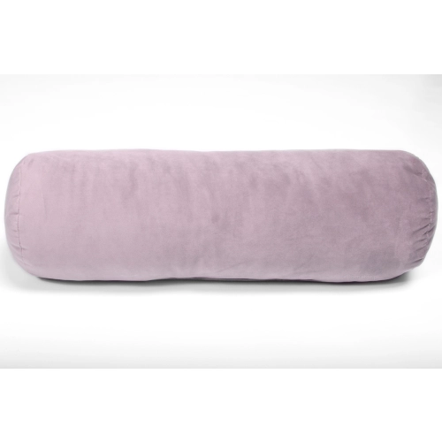 Welurowa poduszka wałek z guzikiem 50 cm - pudrowy róż
