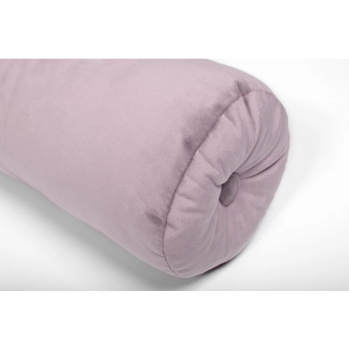 Welurowa poduszka wałek z guzikiem 50 cm - pudrowy róż