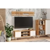 Szafka RTV 155 cm skandynawska dąb craft złoty - biel