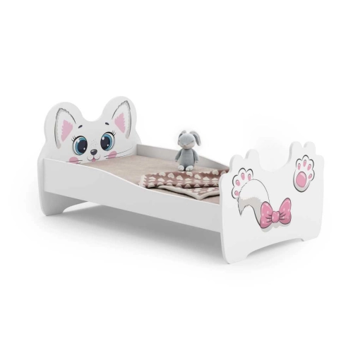 Łożko pojedyncze Pink Cat 140x70 z materacem