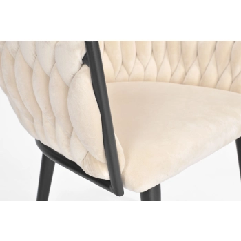 Krzesło glamour plecione ROSA - czarno-beżowe