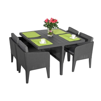 Meble ogrodowe COLUMBIA 5 zestaw 4-osobowy - grafitowy