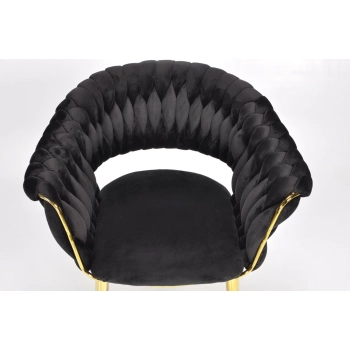 Stylowe krzesło glamour plecione IRIS LUX - czarne