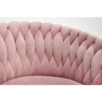 Krzesło glamour welurowe plecione ROSA - pudrowy róż