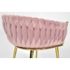 Krzesło glamour welurowe plecione ROSA - pudrowy róż