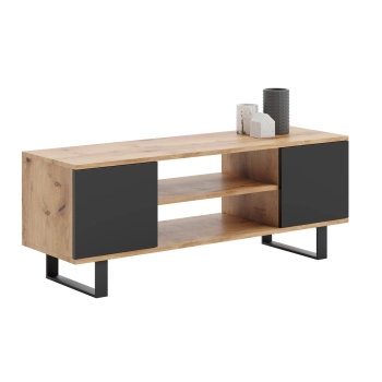 Szafka RTV 155 cm loft dąb craft złoty - czarny