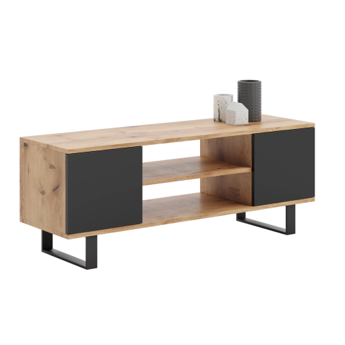 Szafka RTV 155 cm loft dąb craft złoty - czarny