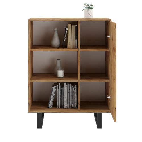Regał szafka Fondi dąb craft złoty - czarny, styl loft