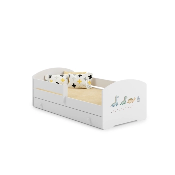 Łożko dziecięce LUK z szufladą i barierką 140x70 Dinozaury
