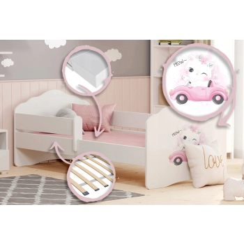 Łożko dziecięce FALA z barierką 140x70 Kot