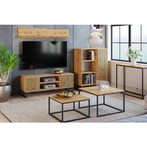 Regał szafka Fondi dąb craft złoty - czarny, styl loft