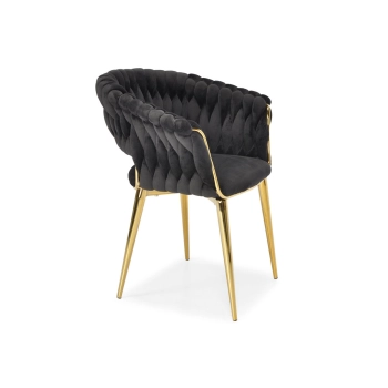 Stylowe krzesło glamour plecione IRIS LUX - czarne
