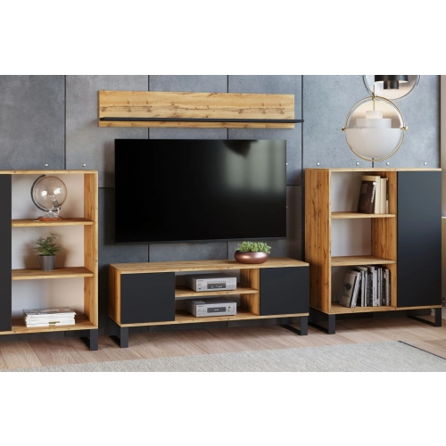 Szafka RTV 155 cm loft czerń - biel