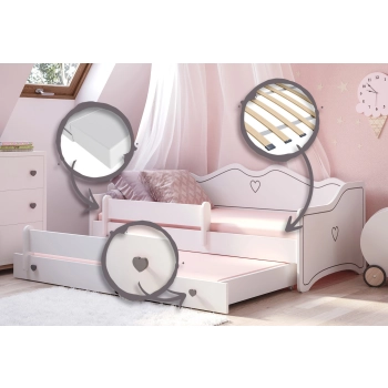 Łożko podwójne EMMA z szufladą i barierką 160x80 szary