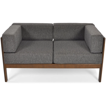 Sofa ogrodowa drewniana 2-osobowa EDEN ciemny brąz/grafit