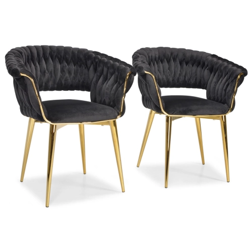 Stylowe krzesło glamour plecione IRIS LUX - czarne