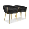 Krzesło glamour welurowe plecione ROSA - czarne