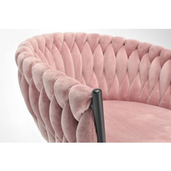 Krzesło glamour plecione ROSA - czarno-pudrowy róż