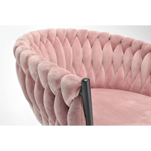 Krzesło glamour plecione ROSA - czarno-pudrowy róż