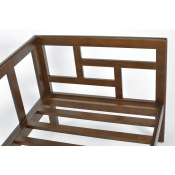 Sofa ogrodowa drewniana 2-osobowa EDEN ciemny brąz/beż