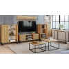 Szafka RTV 135 cm loft dąb craft złoty - lamele