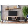 Szafka RTV 135 cm loft dąb craft złoty - czarny
