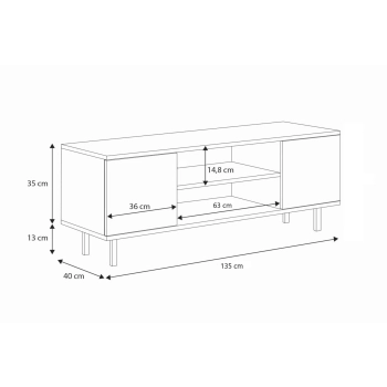 Szafka RTV 135 cm Kaszmir, nogi złote