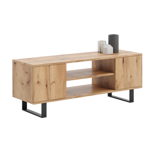 Szafka RTV 155 cm loft dąb craft złoty - czarny