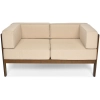 Sofa ogrodowa drewniana 2-osobowa EDEN ciemny brąz/beż