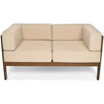 Sofa ogrodowa drewniana 2-osobowa EDEN ciemny brąz/beż