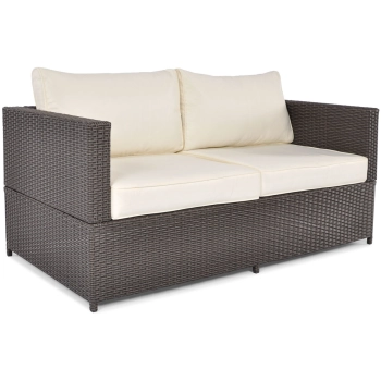 Sofa ogrodowa 2-osobowa z technorattanu MALAGA - brązowa