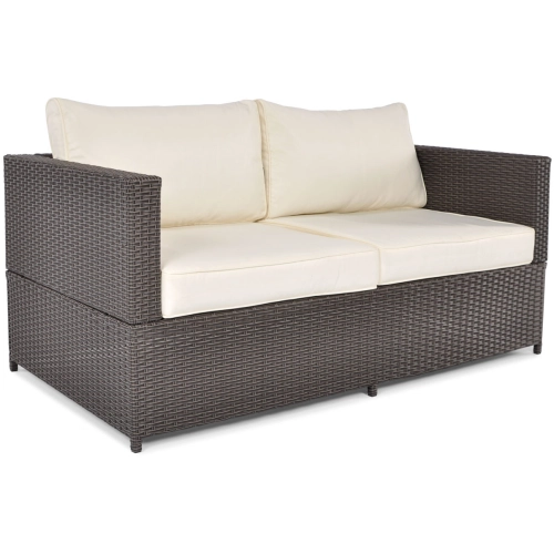 Sofa ogrodowa 2-osobowa z technorattanu MALAGA - brązowa