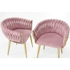 Krzesło glamour welurowe plecione ROSA - pudrowy róż