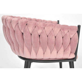 Krzesło glamour plecione ROSA - czarno-pudrowy róż