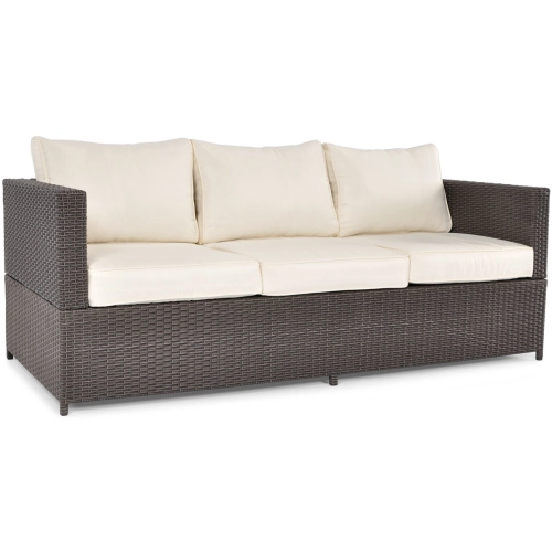 Sofa ogrodowa 3-osobowa z technorattanu MALAGA - brązowa