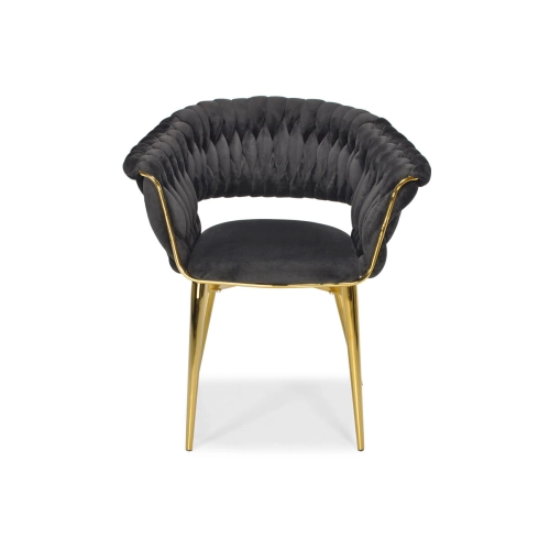 Stylowe krzesło glamour plecione IRIS LUX - czarne