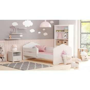 Łożko dziecięce FALA z barierką 160x80 Księżniczka w koronie
