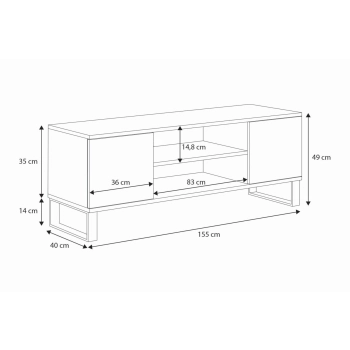 Szafka RTV 155 cm loft dąb craft złoty - lamele