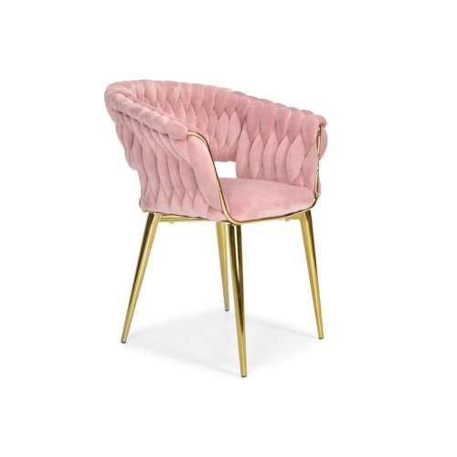 Fotel krzesło glamour IRIS LUX - pudrowy róż