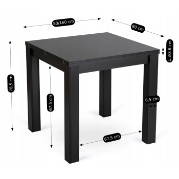 Stół rozkładany SALON WIKI 80-160 Czarny I Kowalczyk Meble