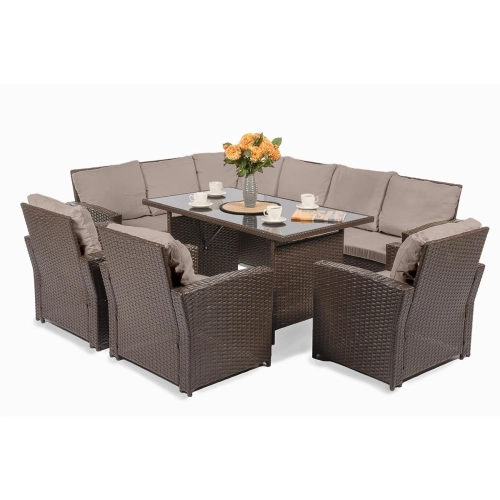 Narożnik ogrodowy TORINO z technorattanu - brązowy