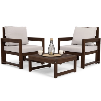 Zestaw balkonowy MALTA dla 2 osób- ciemny brąz/szary