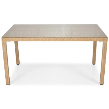 Zestaw z technorattanu MALAGA stół 150 cm i 6 krzeseł - beżowy
