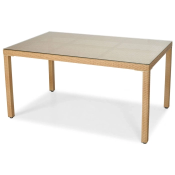 Zestaw z technorattanu MALAGA stół 150 cm i 6 krzeseł - beżowy