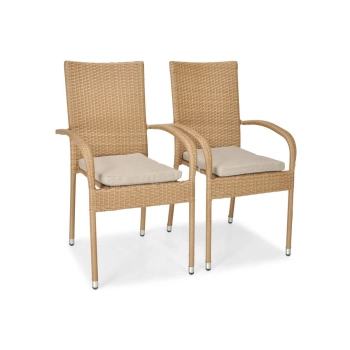 Zestaw z technorattanu MALAGA stół 150 cm i 6 krzeseł - beżowy