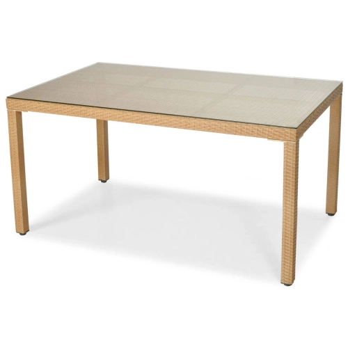 Zestaw z technorattanu MALAGA stół 150 cm i 6 krzeseł - beżowy