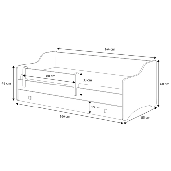 Łożko dziecięce ERYK z szufladą i barierką 180x80