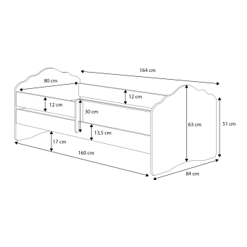 Łóżko pojedyncze Fala 160x80 z szufladą