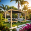 Pergola 3x4 m ANTRACYT ALUMINIOWA kurtyny BOCZNE oświetlenie LED PILOT 58218